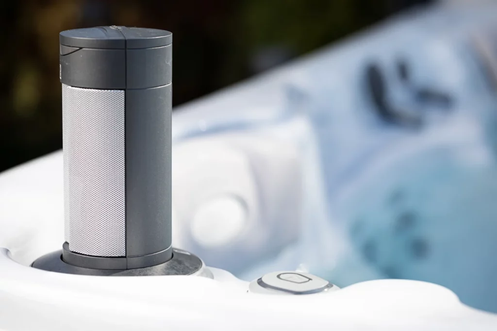 How to Choose the Best Hot Tub Brand in 2024 3 Wellis Spa audio hot tub features.