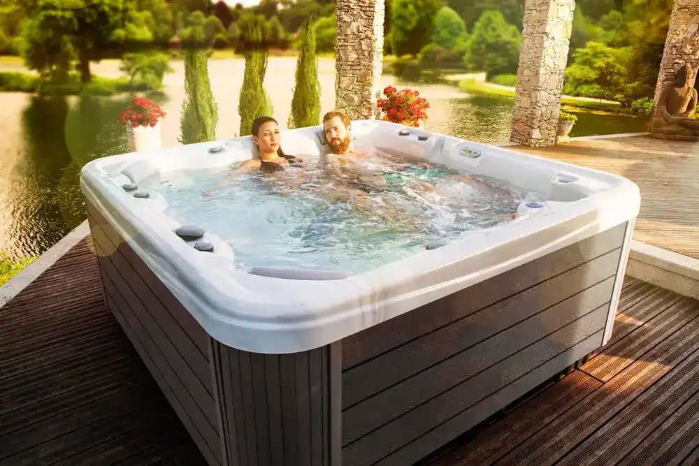 Expert Guide: Hot Tub Safety Tips 1 2 people in a hot tub for a blog about hot tub safety tips