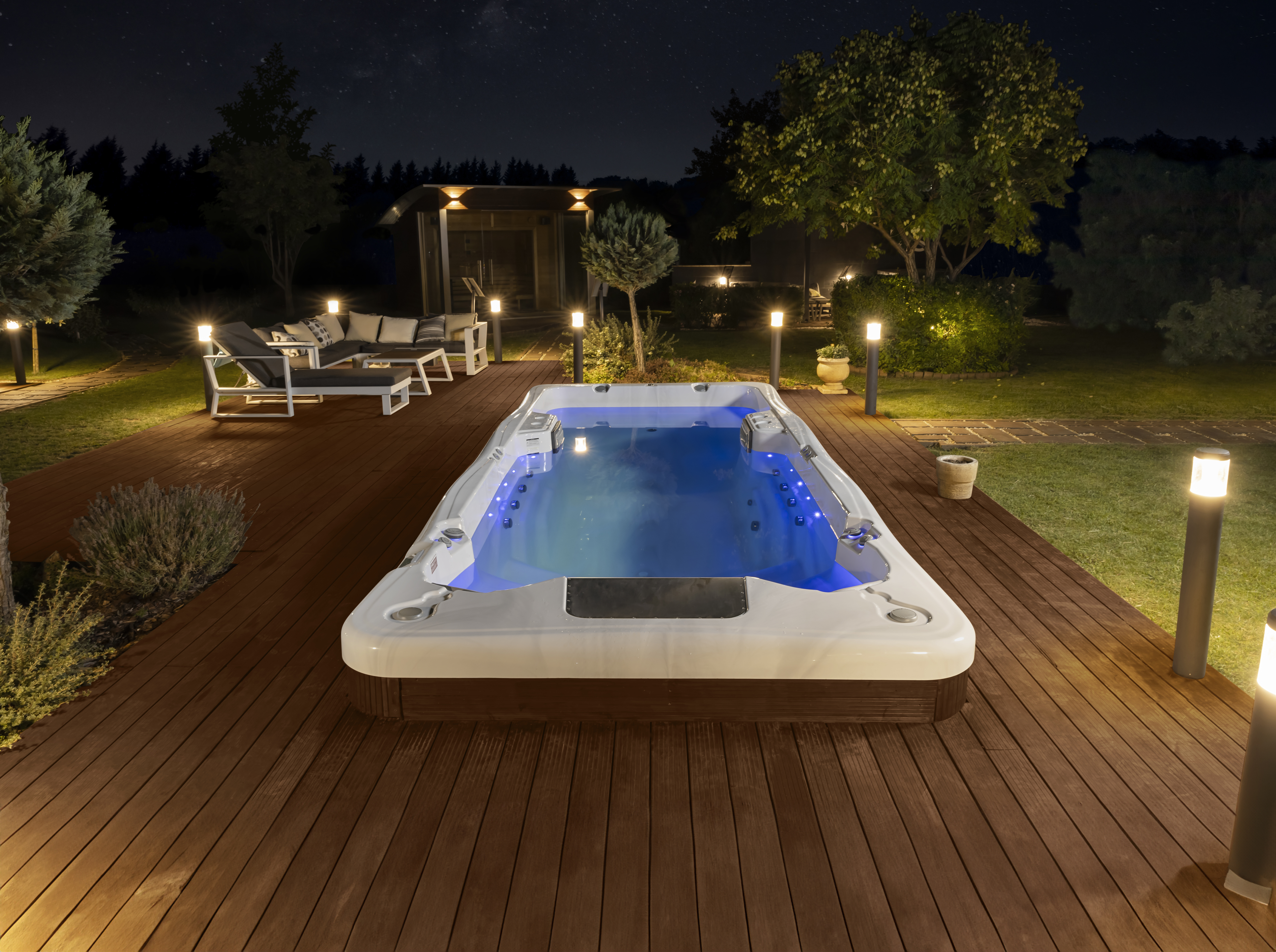 4 Great Ways to Use Swim Spas 1 WELLIS Amazonas turbine night garden 2Y7A8108 1 2 retus