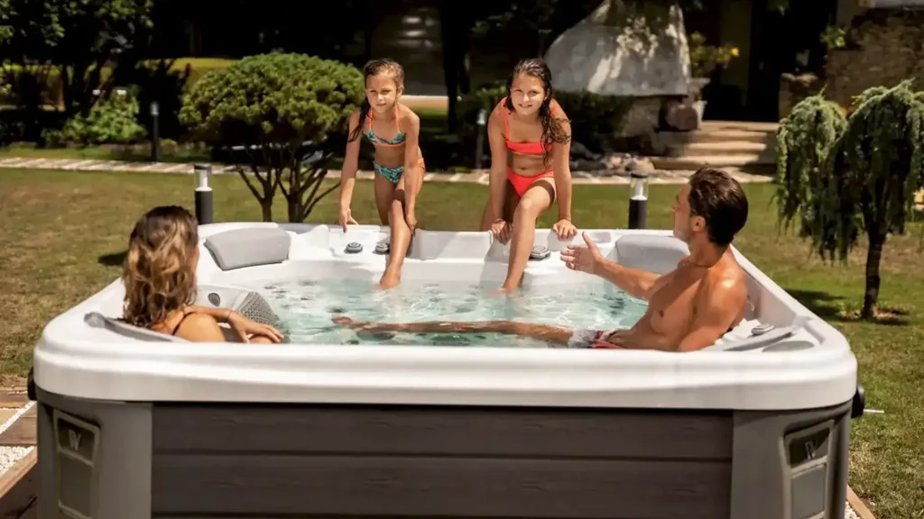 family playing best games to play in a hot tub